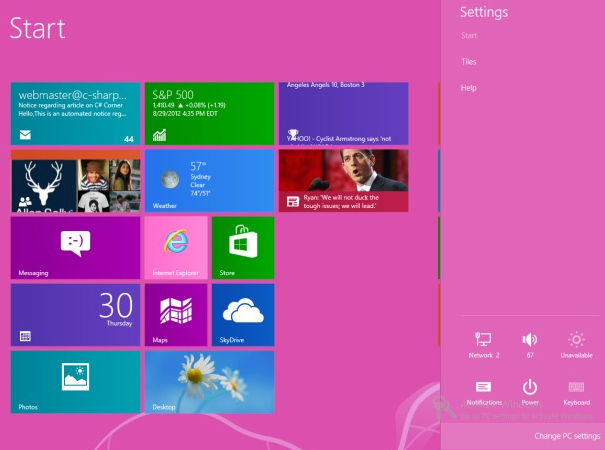 Click on change  pc setting